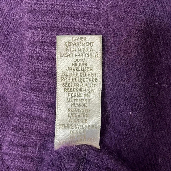 KENAR Angora V-Neck  Belted Sweater, Size M - Picture 7 of 8